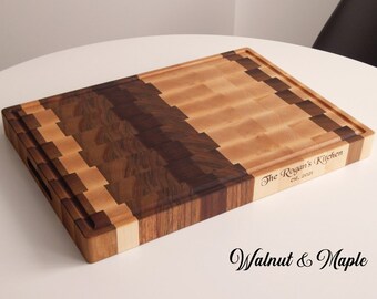Personalized Medium Maple End Grain Cutting Board Gift Chopping Block Butcher Block 14-58 X 11-34 X 1-12