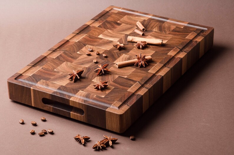 Large Walnut End Grain Cutting Board With Juice Groove. Custom Etsy