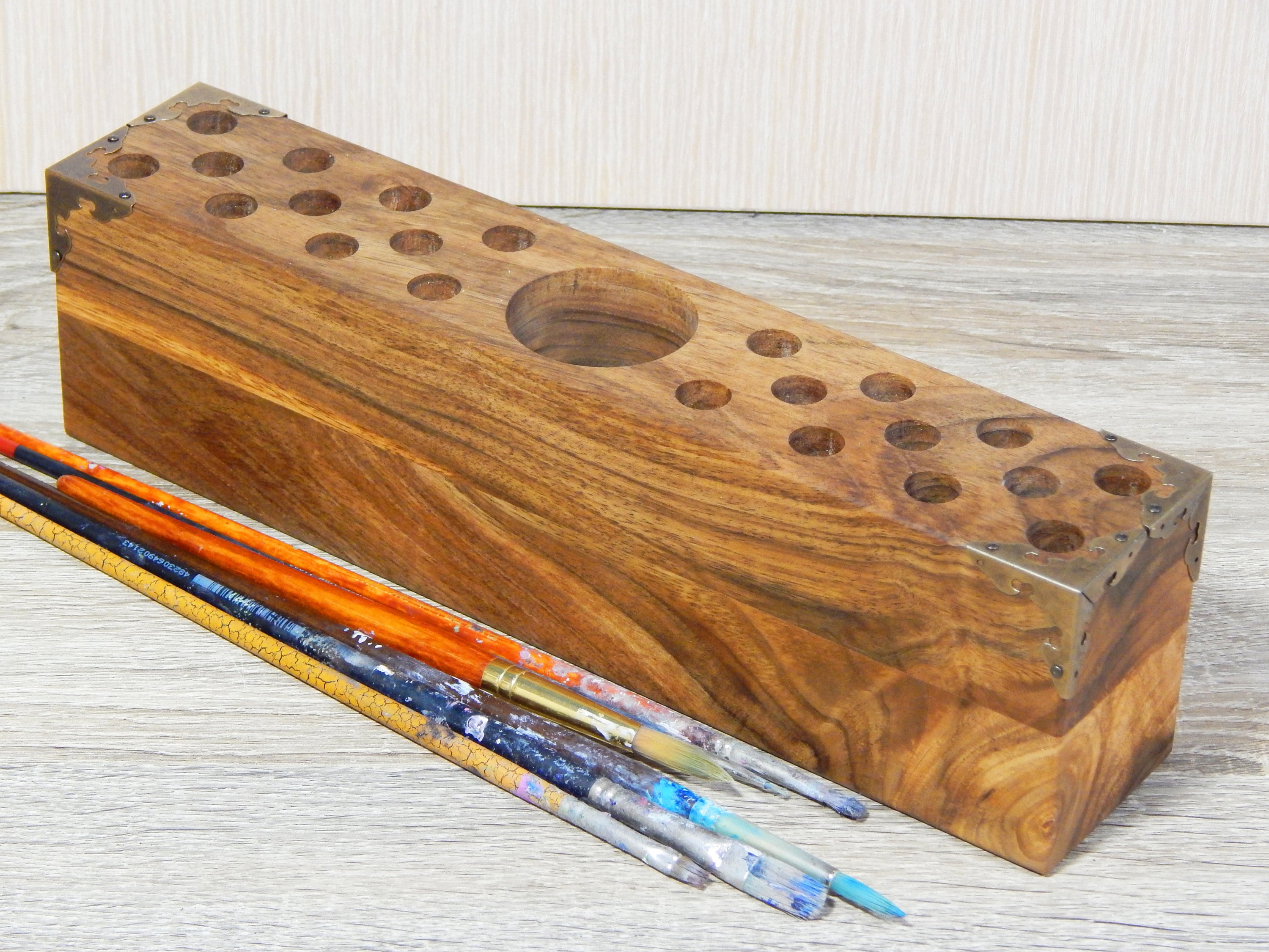 Walnut Paint Brush Holder. Gift for Artist. Gift for Painter. Etsy