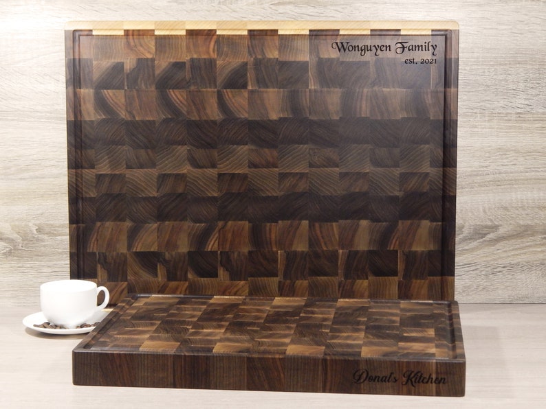 Reversible End Grain Cutting Board With Juice Groove. Walnut Etsy