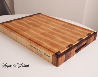Personalized Medium Maple End Grain Cutting Board Gift Chopping Block Butcher Block 14-58 X 11-34 X 1-12