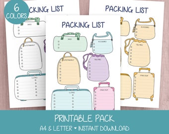 Packing List Printable, Vacation Planning, Holiday Organizer, Packing ...