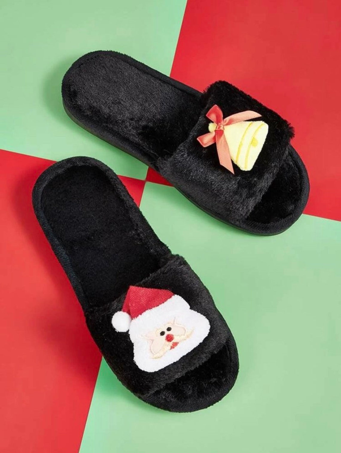 Women Christmas fluffy slippers Etsy