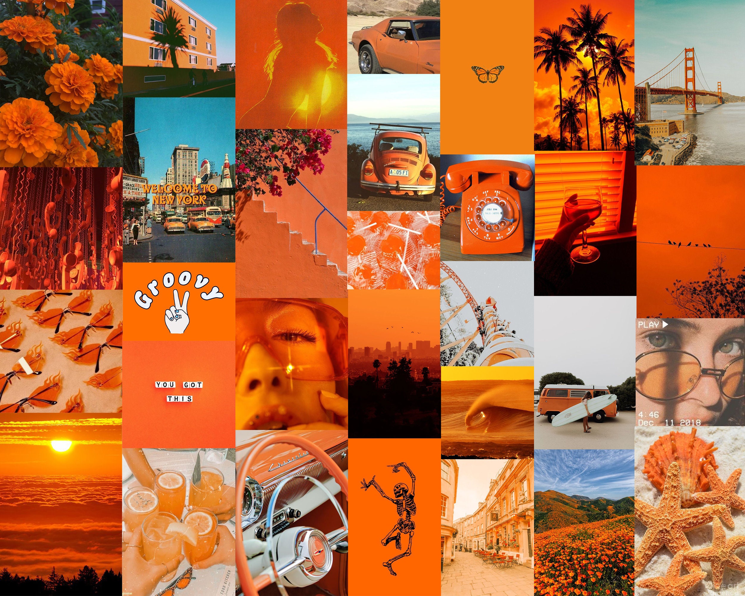 ORANGE DREAM Collage Kit 54 Images / Aesthetic Etsy