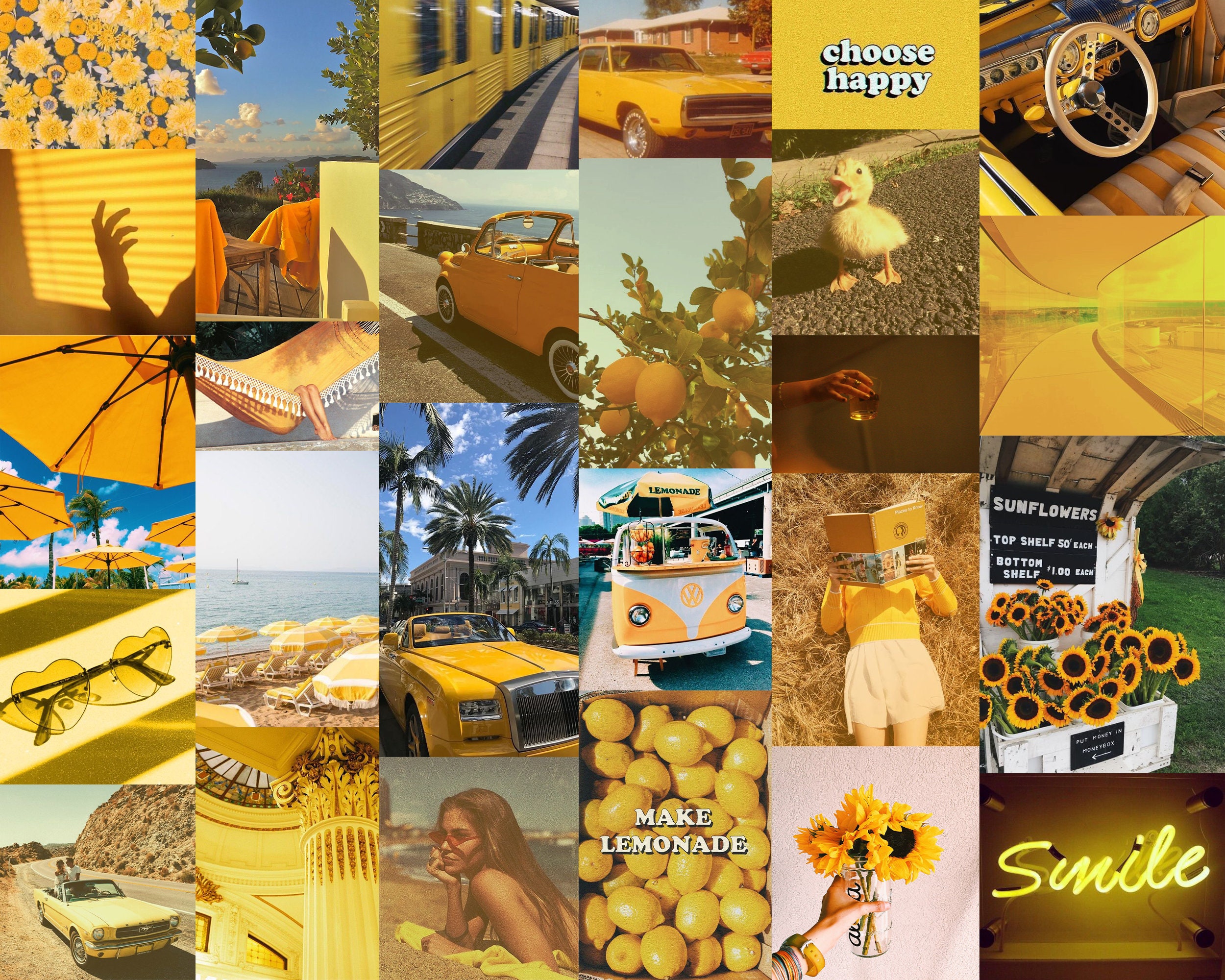 SUNFLOWER YELLOW Collage Kit 50 Images / Aesthetic Etsy