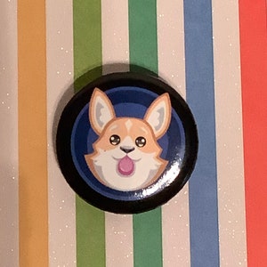 Curious Corgi logo pin