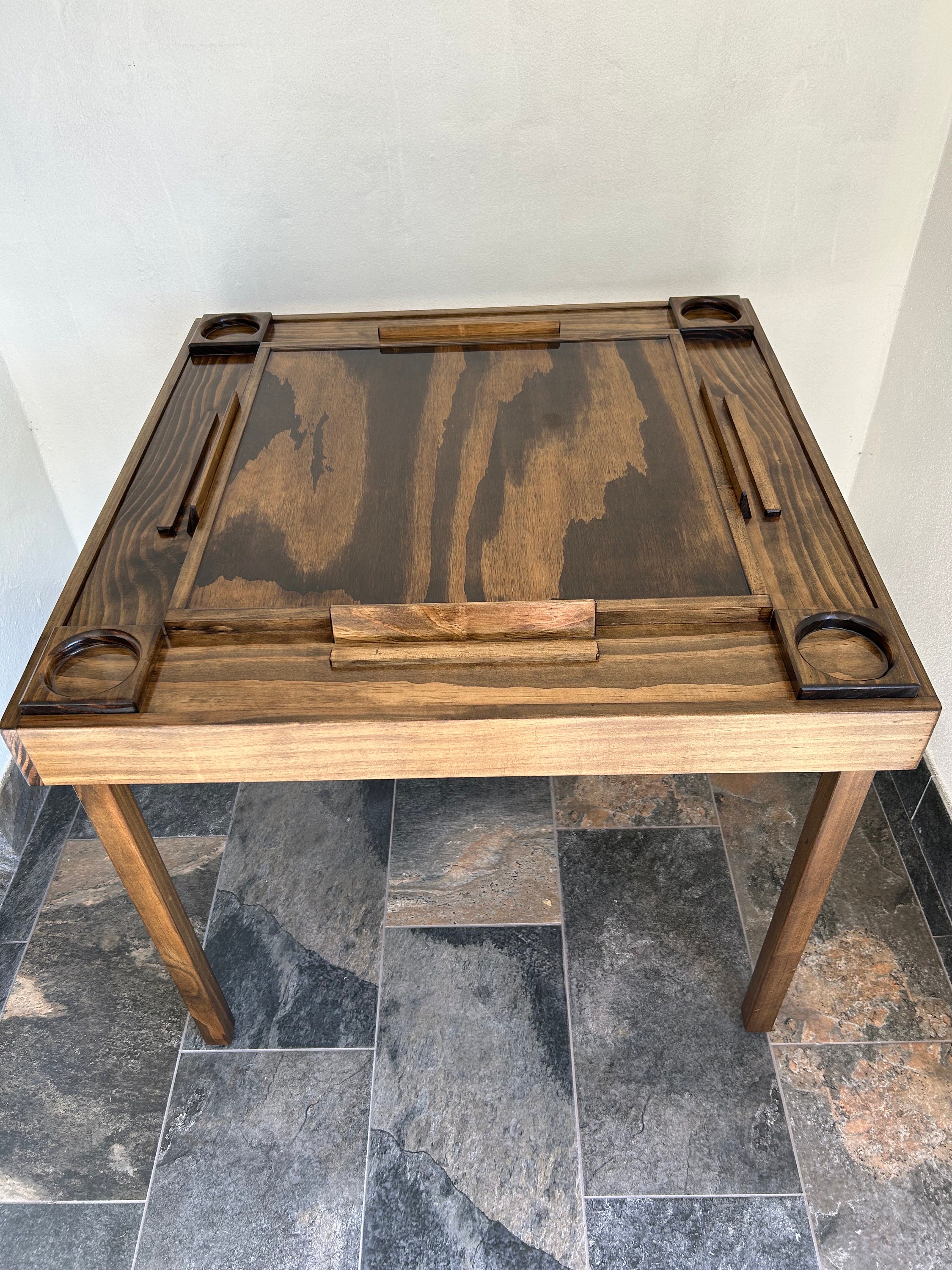 Mesa Domino Big Wood 36x36 Patas Abatibles. Hecho a Mano En
