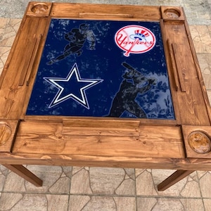 Wood Domino Table. Sports Teams. Wood Folding Legs.
