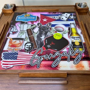 Personalized With Your story. Only for you.  36x36 Domino Table! Wood folding legs!!