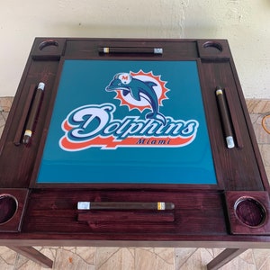 Wood domino table, made to order. Miami Dolphin team, we can customized with your team!