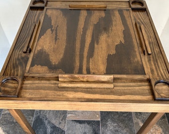 Mesa Domino Big Wood 36x36, patas abatibles. Hecho a mano en Estados Unidos.
