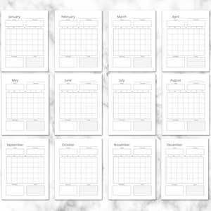 Printable Month at a Glance Monthly Calendar- Minimalist Layout 1 | PDF ...