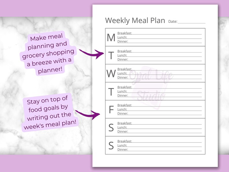 Minimalist Weekly Meal Planner | Printable Meal Prep Menu Plan ...