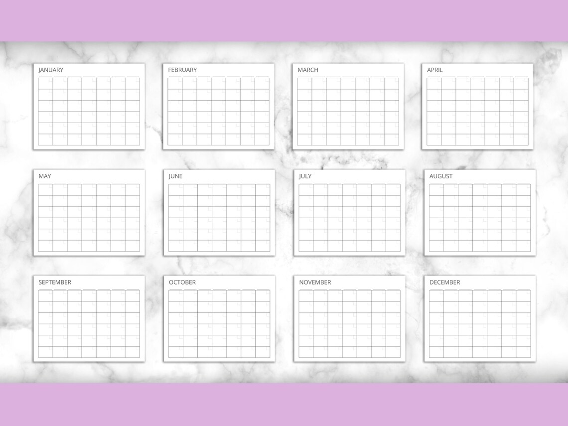 Printable Blank Calendar 3 Monthly Planner Simple & - Etsy