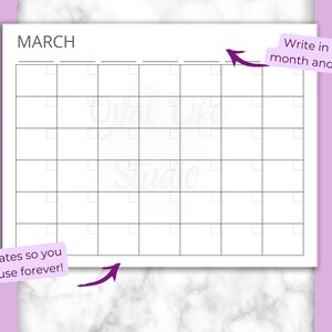 Printable Blank Calendar 3 | Monthly Planner | Simple & Minimal ...