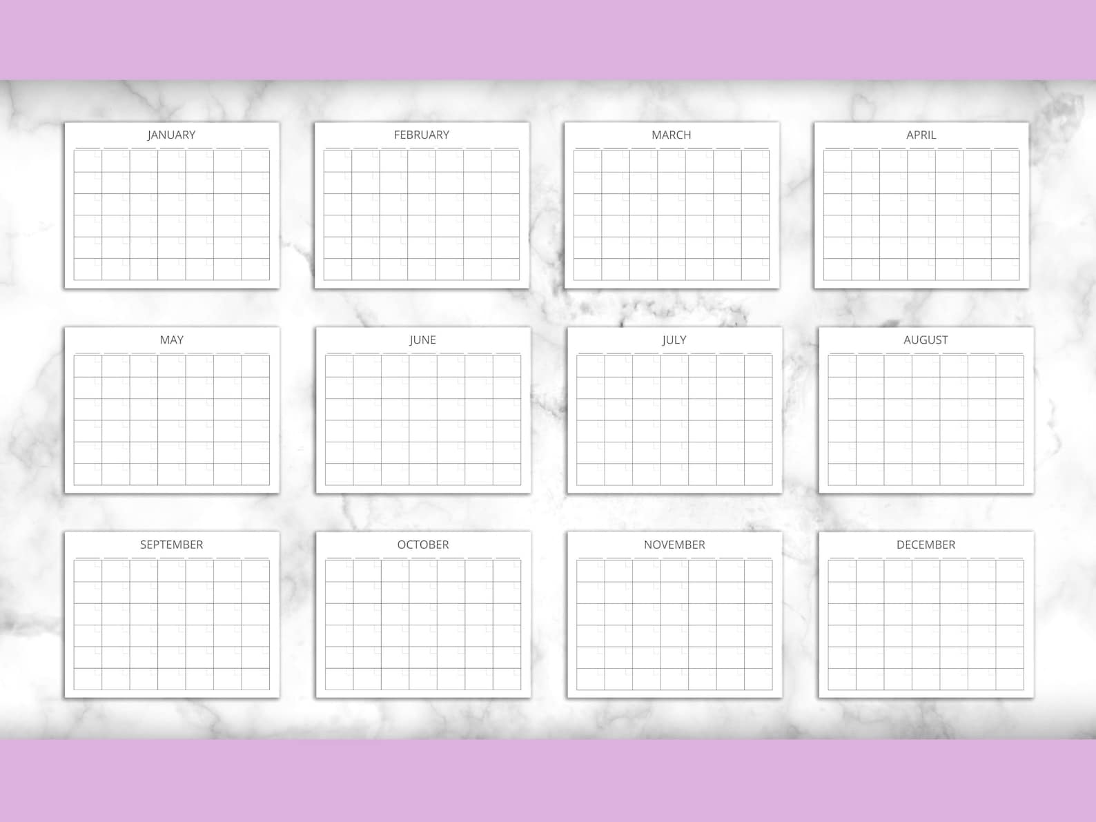 Printable Blank Calendar 4 Monthly Planner Simple & Minimal Letter ...