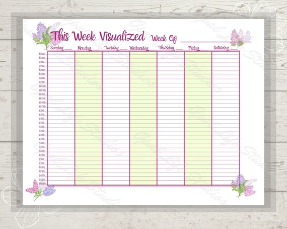 This Week Visualized Lilac Blossoms Weekly Planner Letter | Etsy
