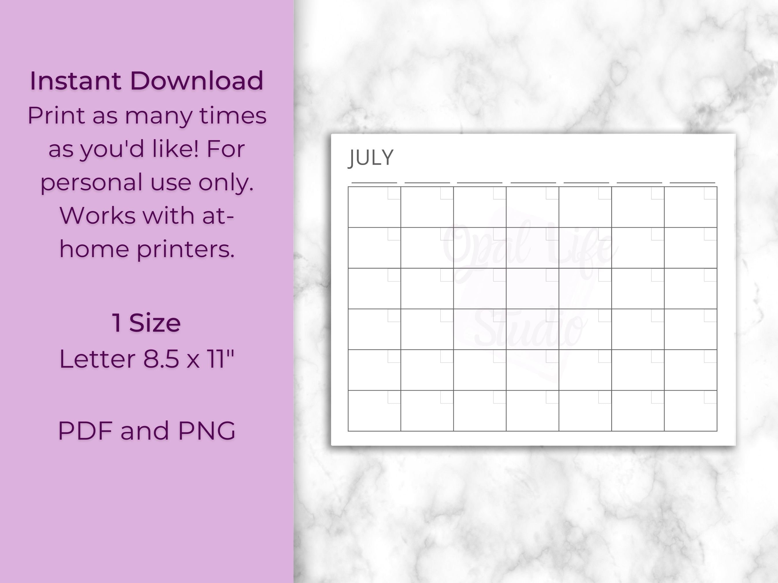 Printable Blank Calendar 3 Monthly Planner Simple & Minimal Letter ...