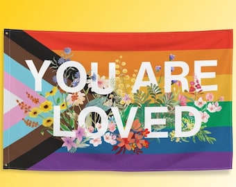 You Are Loved Pride Flagge - LGBTQ Support Regenbogenflagge, LQBT Pride Flagge, Gay Flagge, Lesbische Flagge, Queer, Progress House Flagge, Trans Flagge