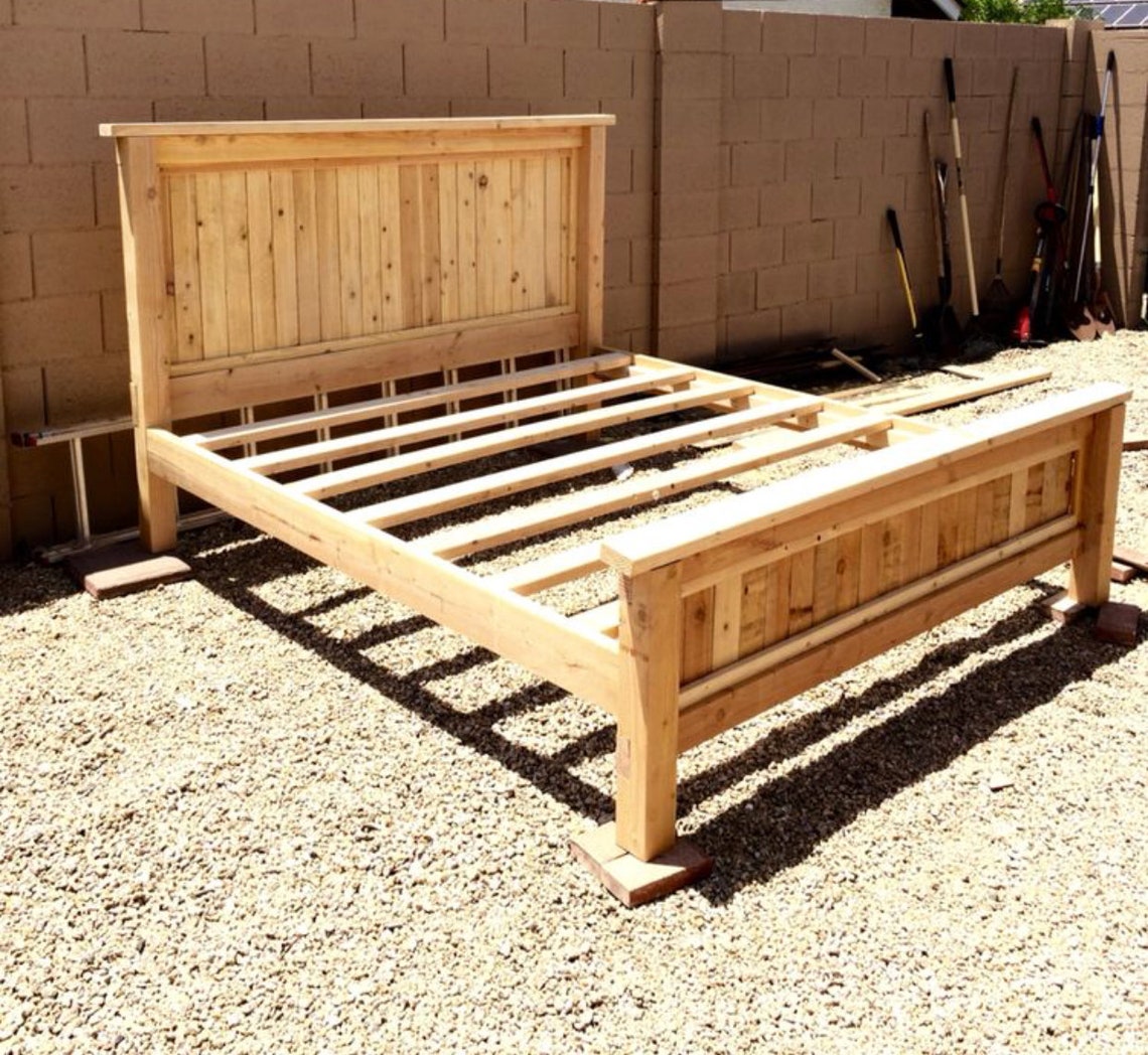 FarmhouseStyle Bed Frame Etsy