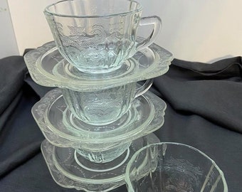 Vintage Indiana Glass Recollection Cups and Saucers