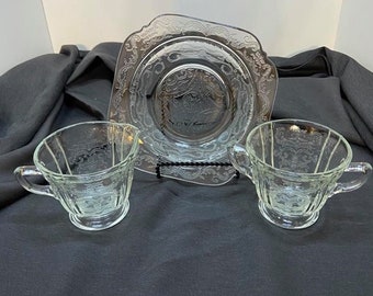 Vintage Indiana Glass Recollection Sugar & Creamer with Butter Dish