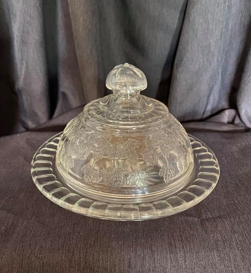 Vintage Clear Glass Round Butter Dish With Lid Strawberry Etsy UK