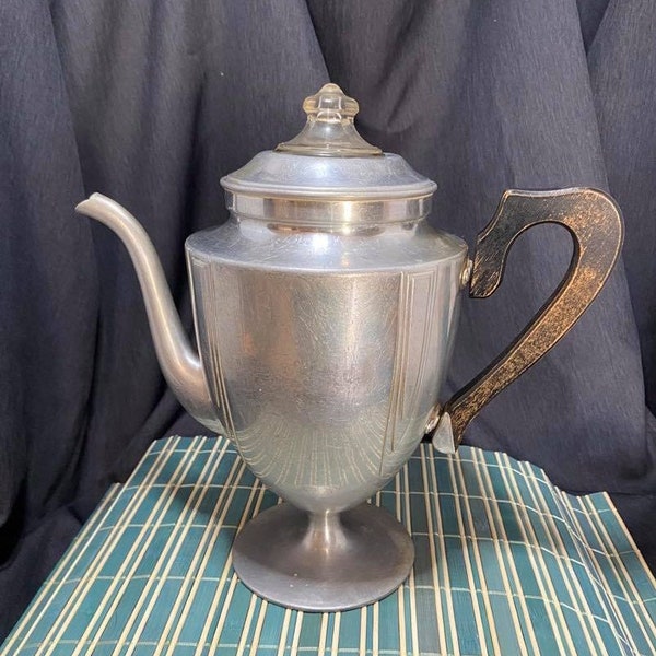 Art Deco Stovetop Aluminum Percolator