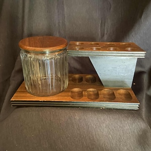 Vintage Pipe Stand with Tobacco Jar