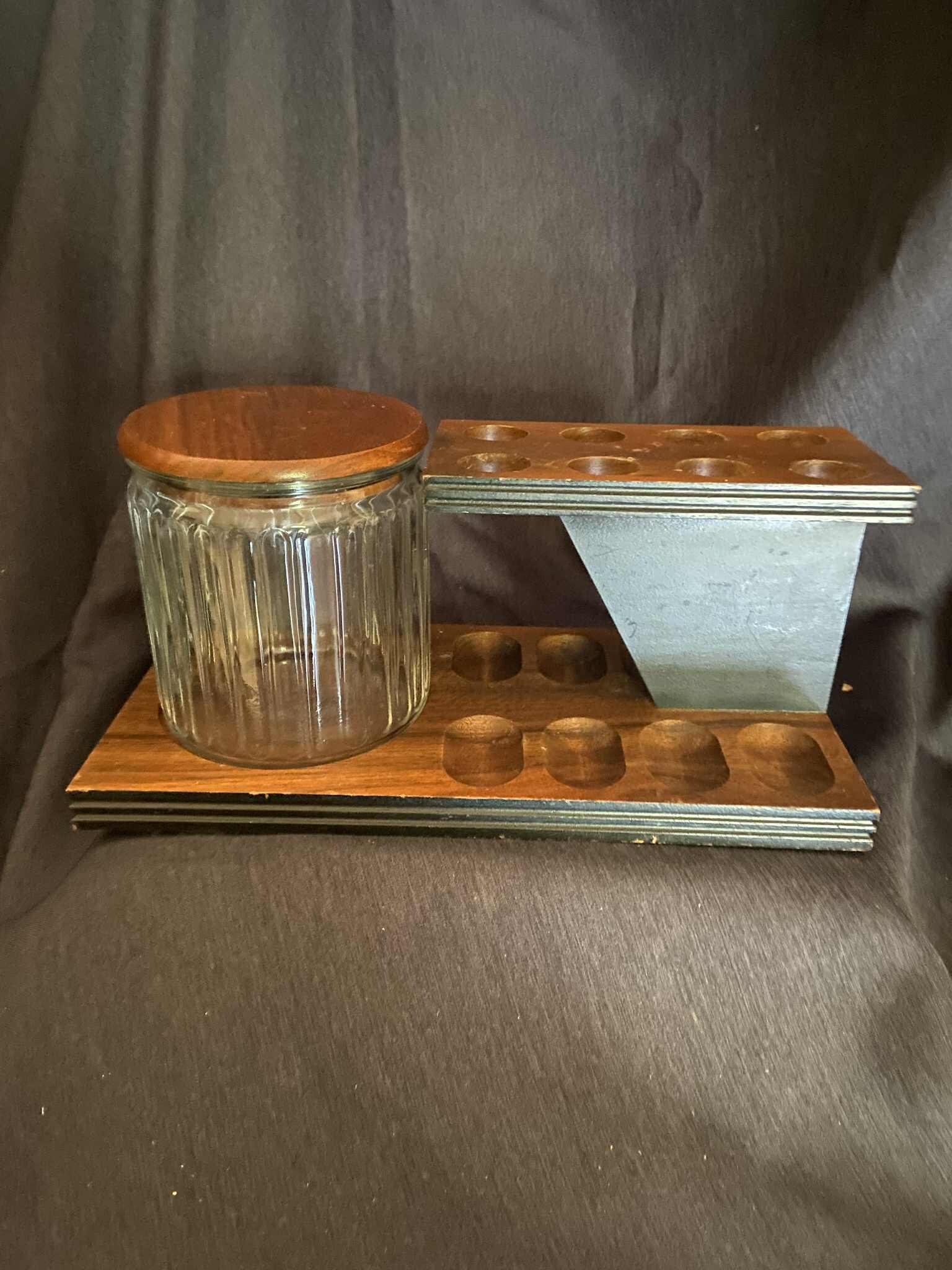 vintage pipe stand and tobacco jar Vintage Pipe Stand With Tobacco Jar