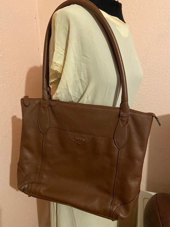 Lodis Brown Pebble Leather Shoulder Bag
