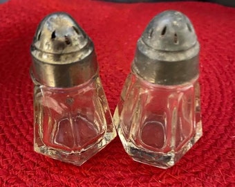 Lead Crystal Salt & Pepper Shakers with Pewter Tops