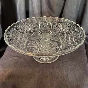 Vintage Clear Glass Footed Cake Stand