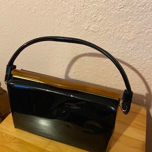 Black Patent Leather Purse With Lucite Closure