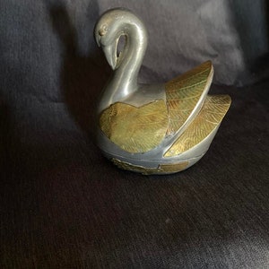 Pewter & Copper Swan Trinket Box
