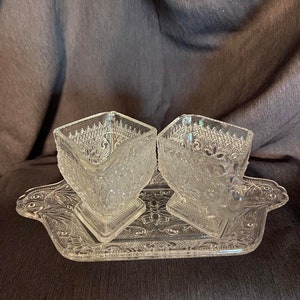 Indiana Glass Sugar & Creamer on Tray
