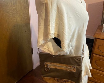 Brighton Crossbody Purse with Snake Skin Trim