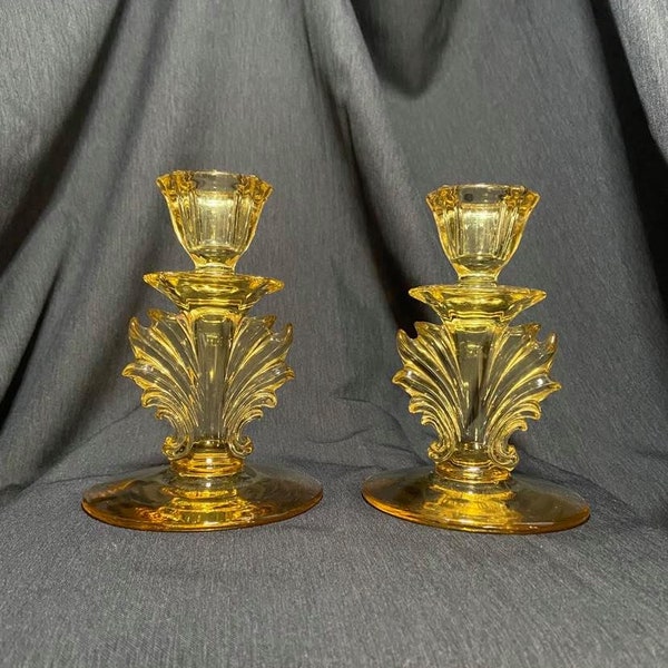 Depression Glass Candle Holders Etsy