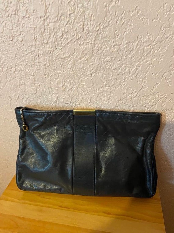 Dove Navy Leather Clutch Purse