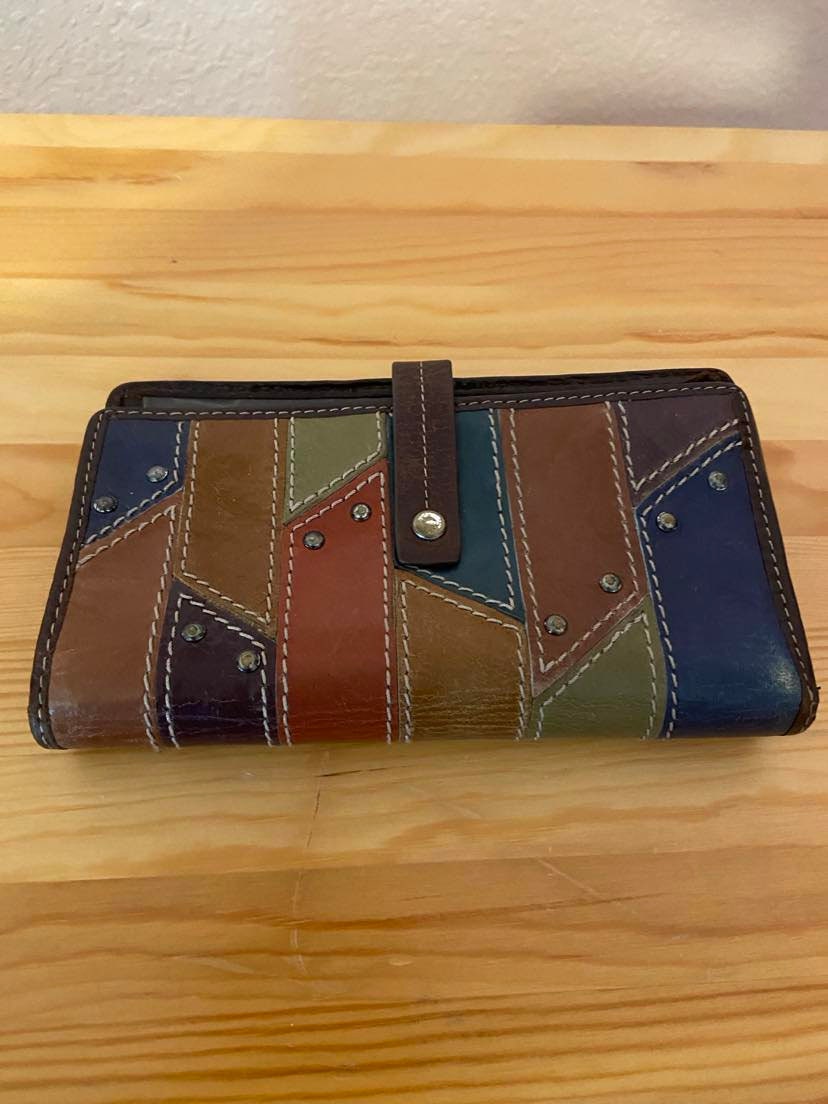 Fossil Patchwork Leather Wallet Etsy