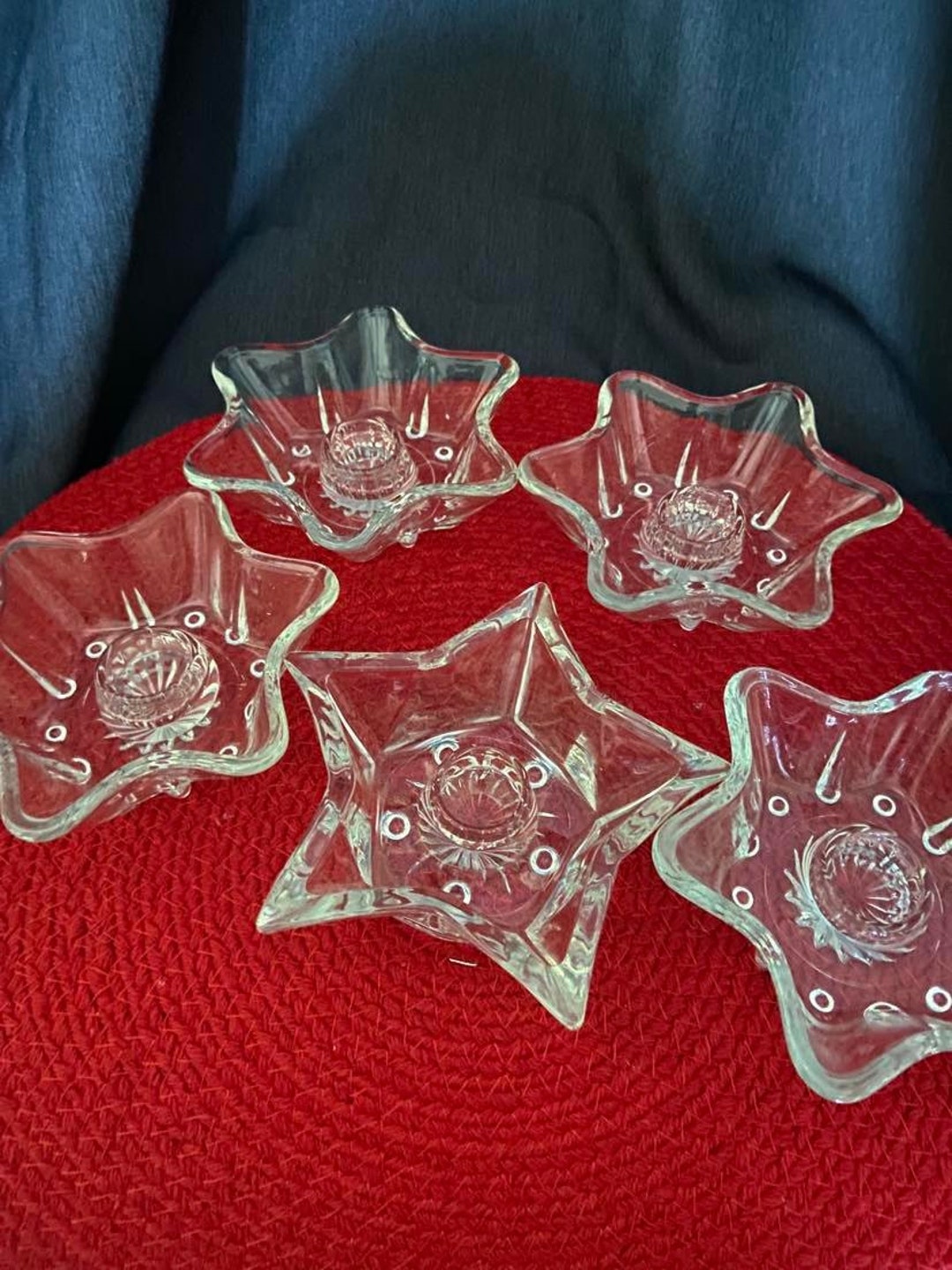 Vintage Glass Star Candle Holders Etsy