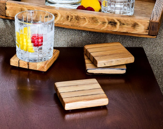 Bourbon Barrel Stave Coaster Set