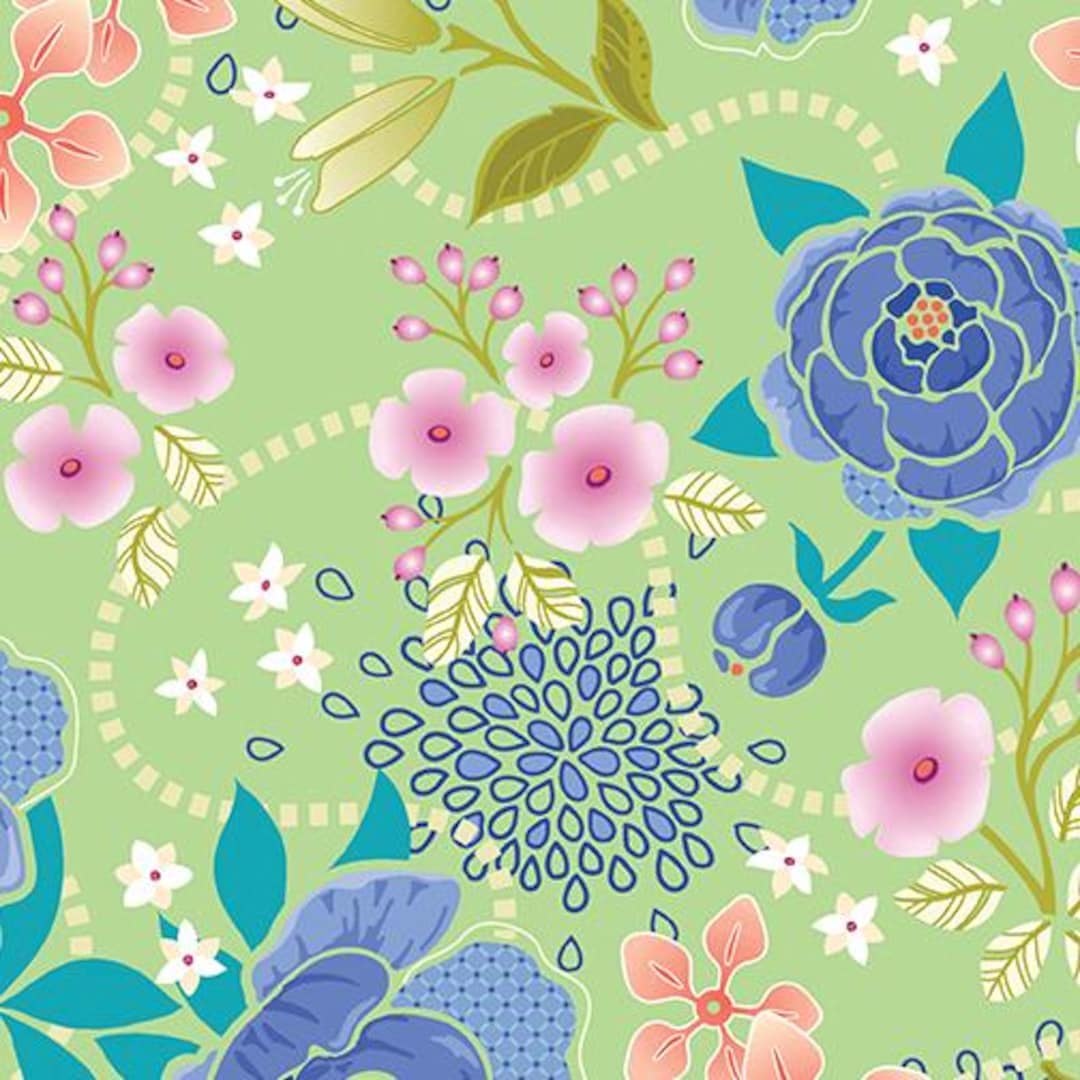 SALE Bouquet Green - Frolic Collection - Fabric - by Amanda Murphy for ...