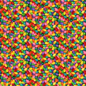 SALDI Jelly Beans - Timeless Treasures - Collezione Spring Treats - FUN-CD3397 MULTI Tessuto tagliato su misura