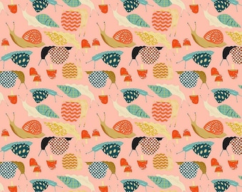 SALE Snails  - Dear Stella Designs - Flora & Fauna Collection - 100% Cotton - STELLA-DFG2653  PEACH