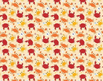 SALE Crabby Grabbers - Dear Stella Designs - Sandy Paws Collection - 100% Cotton - STELLA-DLW2804  SAND