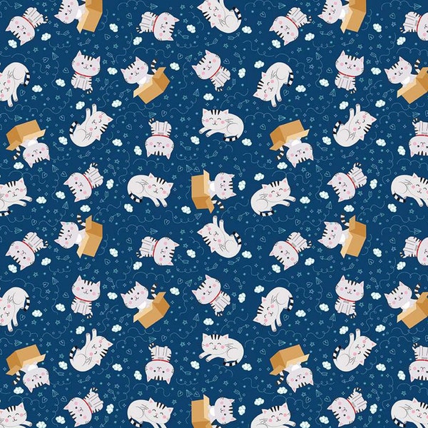 SALE Pets Cats Navy - Riley Blake Designs Fabric - C13652-NAVY