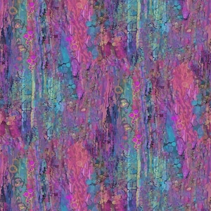 May include: Abstract art pattern with a blend of colors. The design features vertical brushstrokes in shades of purple, pink, and teal, creating a textured and layered effect. The artwork has a watercolor-like appearance.