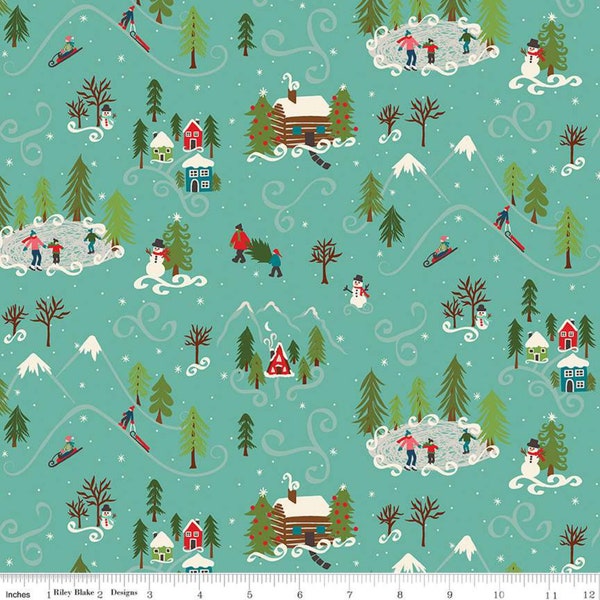 SALE Winter Wonder Winter Scene Glacier - Design by Heather Peterson - Riley Blake Designs Fabric -  C12061-GLACIER