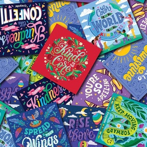 LIQUIDAÇÃO 20" REMNANT Colors of Kindness™ Card Toss Multi - Tecido Riley Blake Designs - C13683-MULTI